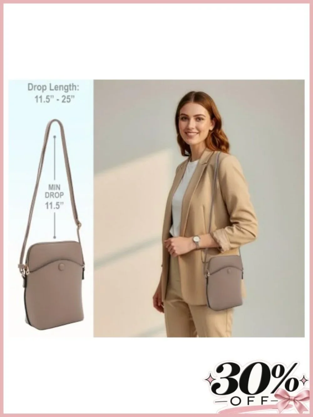 Small Crossbody Bag Vegan Leather Gold Hardware Adjustable Strap Mini Purse